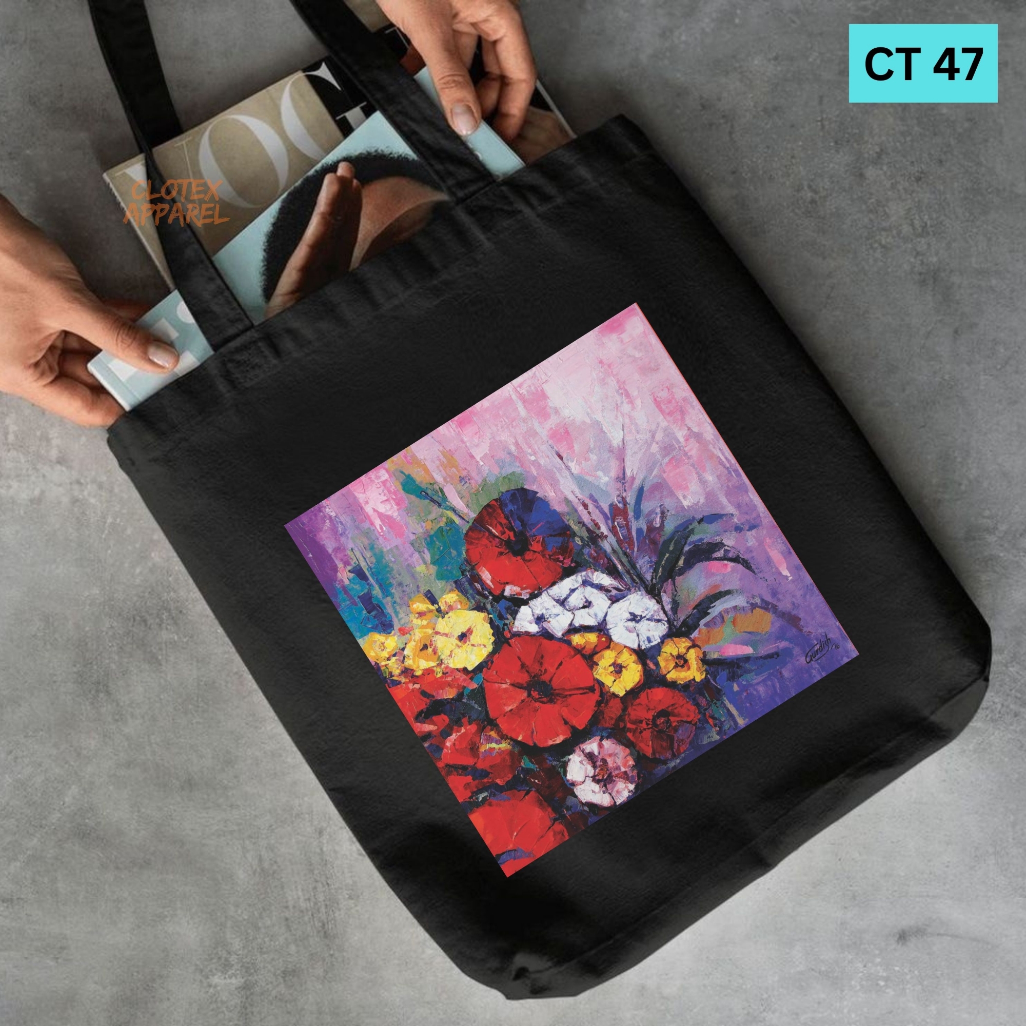 Picture of Smile Canvas Tote Bag Women Empowerment Designed Cotton Canvas Tote Bag With Zipper for Women Girls  Ladies Everyday Daily Useable Fashionable Hand Shoulder Bag For School College University Students (CT 47)