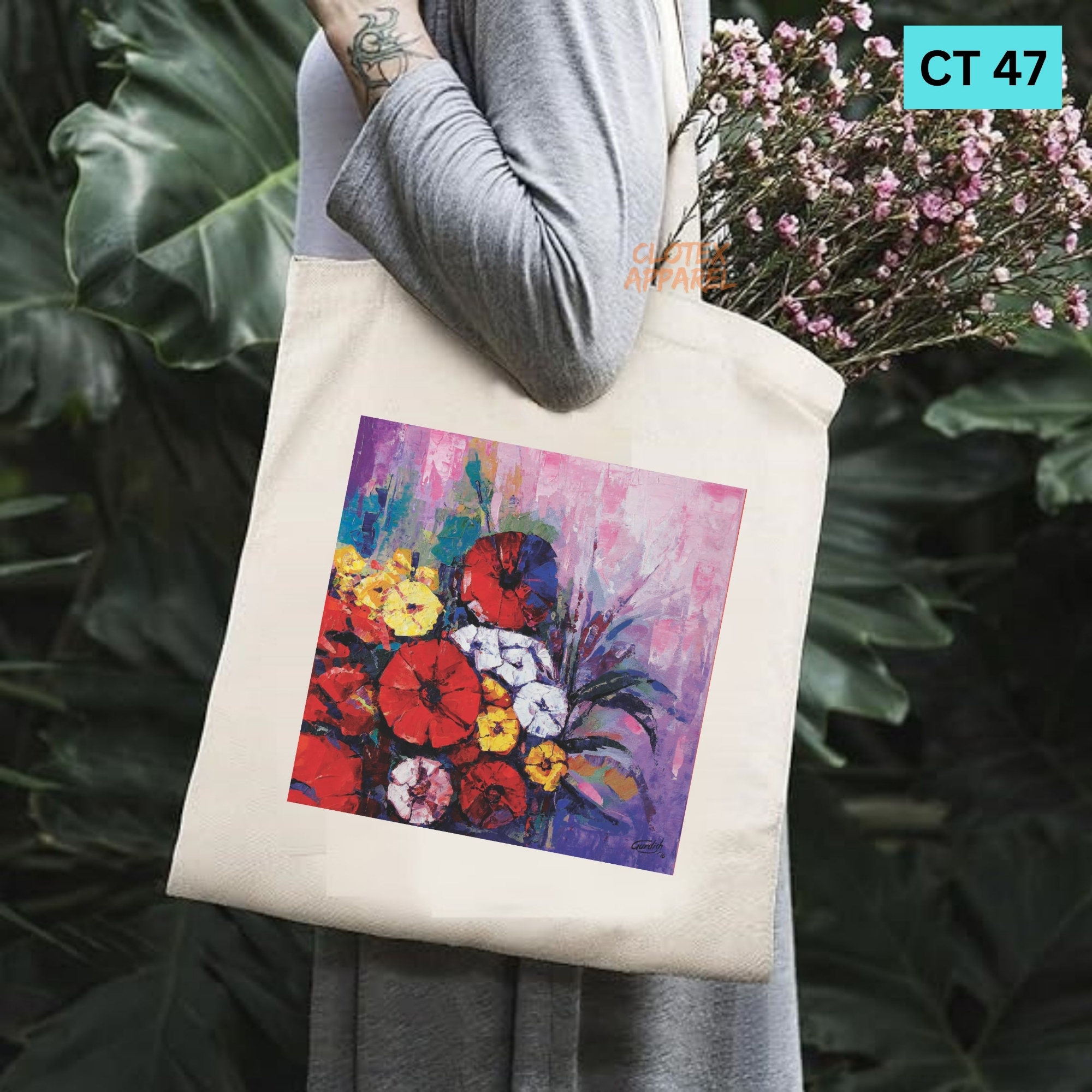 Picture of Smile Canvas Tote Bag Women Empowerment Designed Cotton Canvas Tote Bag With Zipper for Women Girls  Ladies Everyday Daily Useable Fashionable Hand Shoulder Bag For School College University Students (CT 47)
