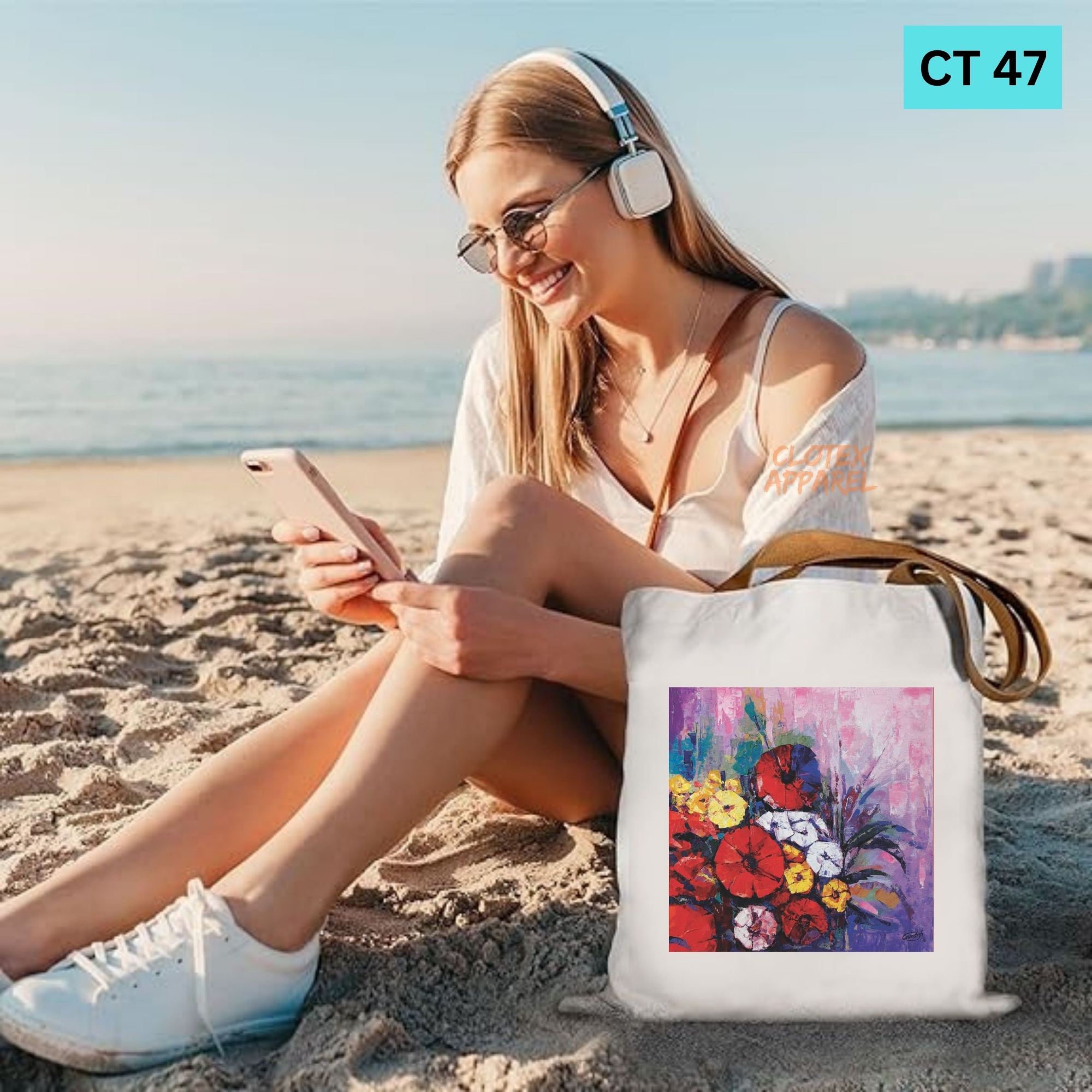 Picture of Smile Canvas Tote Bag Women Empowerment Designed Cotton Canvas Tote Bag With Zipper for Women Girls  Ladies Everyday Daily Useable Fashionable Hand Shoulder Bag For School College University Students (CT 47)