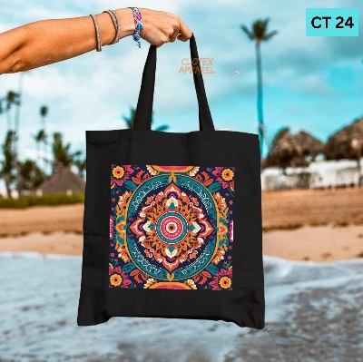 Picture of Smile Canvas Tote Bag Women Empowerment Designed Cotton Canvas Tote Bag With Zipper for Women Girls  Ladies Everyday Daily Useable Fashionable Hand Shoulder Bag For School College University Students (CT 24)