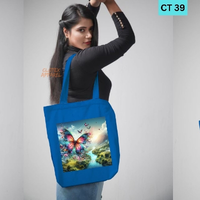 Picture of Smile Canvas Tote Bag Women Empowerment Baterfly  Designed Cotton Canvas Tote Bag With Zipper for Women Girls  Ladies Everyday Daily Useable Fashionable Hand Shoulder Bag For School College University Students (CT 39)