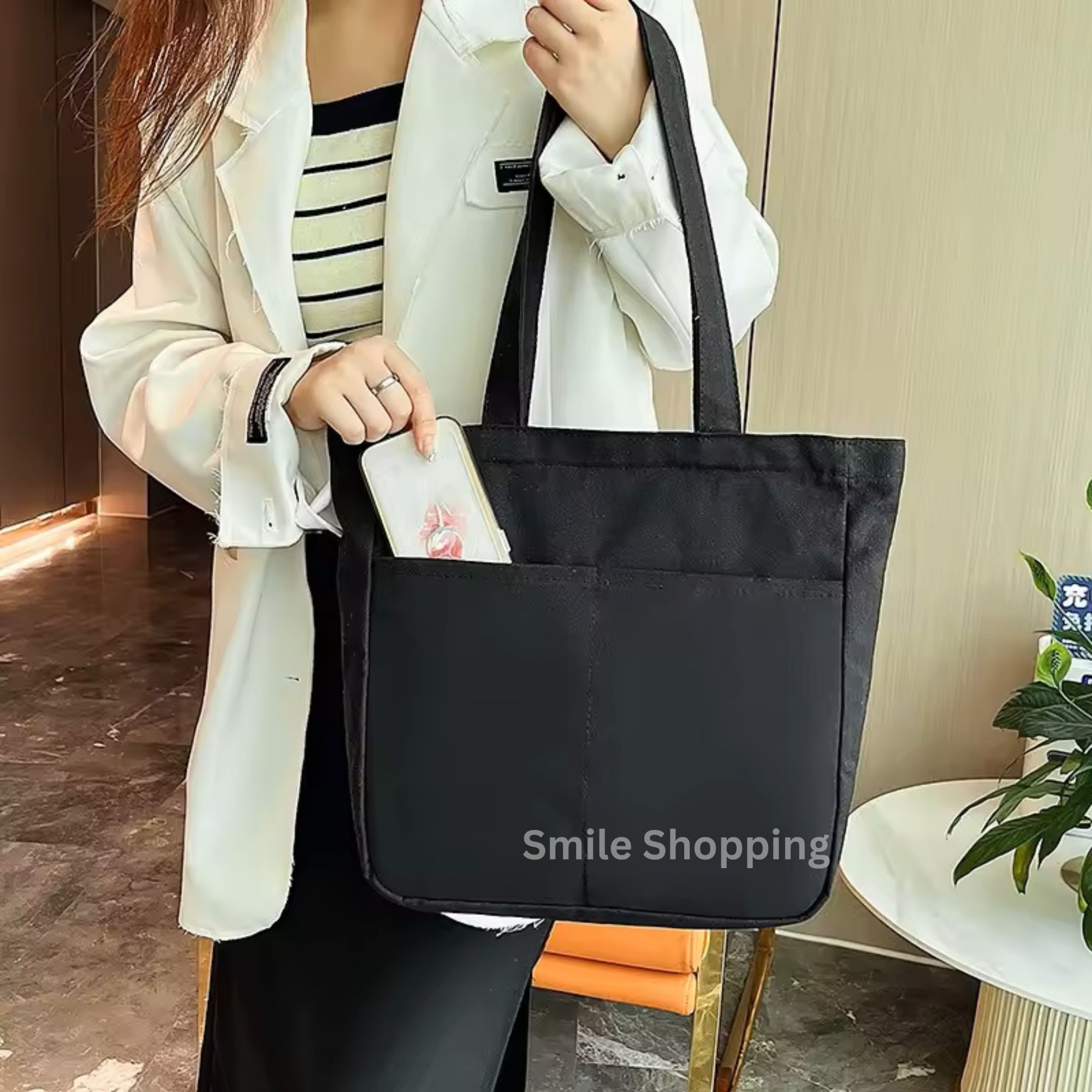Picture of Women Cotton tote bag solid color designer ladies casual handbag shoulder bag simple large capacity reusable shopping beach bag FSB 09