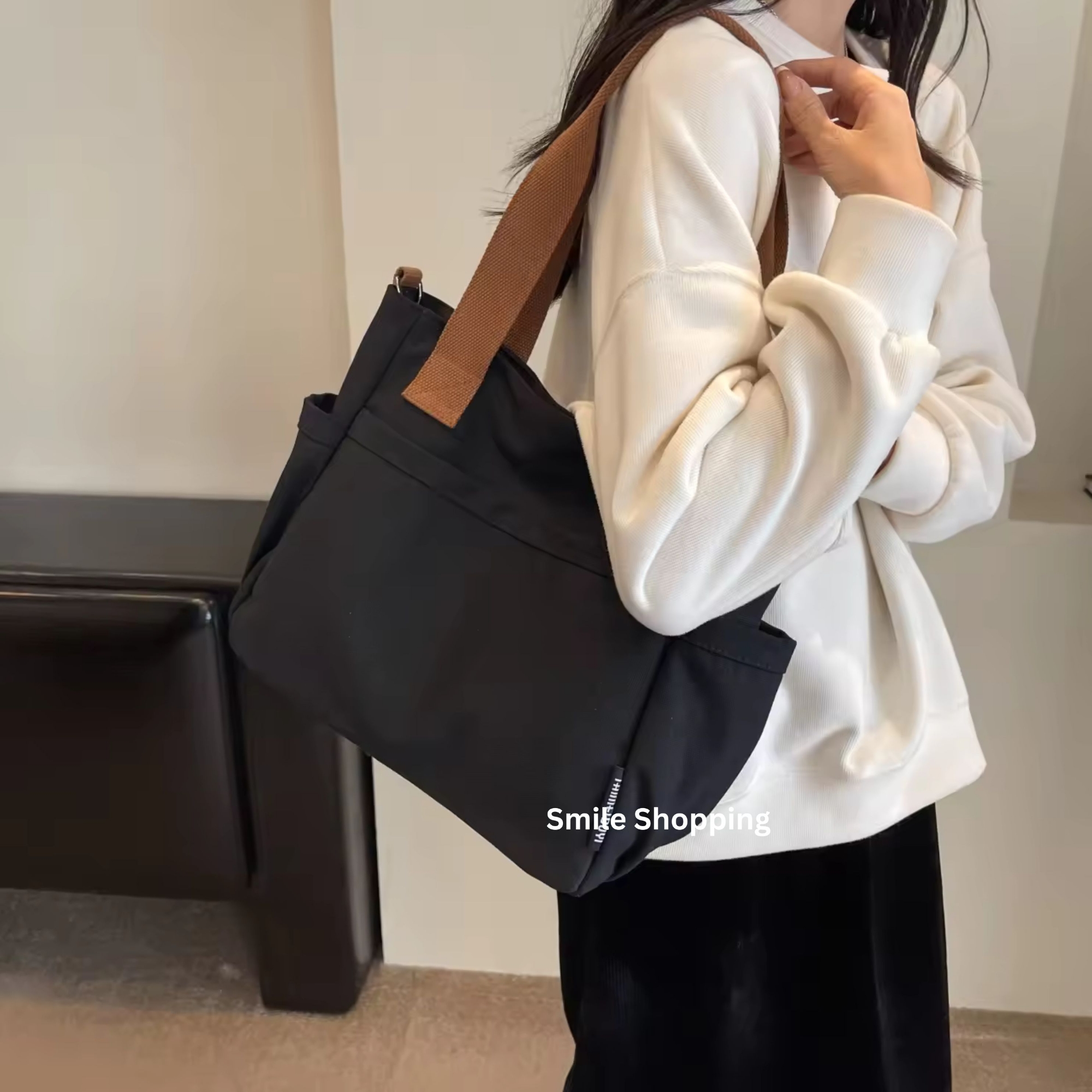 Picture of Cotton Fashion Shoulder Bag With Long Belt, Women's Canvas Casual Tote Shoulder Bag Large Capacity Cotton Shoulder Bag FSB 10