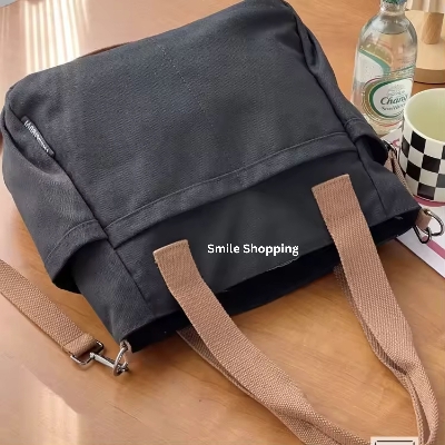 Picture of Cotton Fashion Shoulder Bag With Long Belt, Women's Canvas Casual Tote Shoulder Bag Large Capacity Cotton Shoulder Bag FSB 10