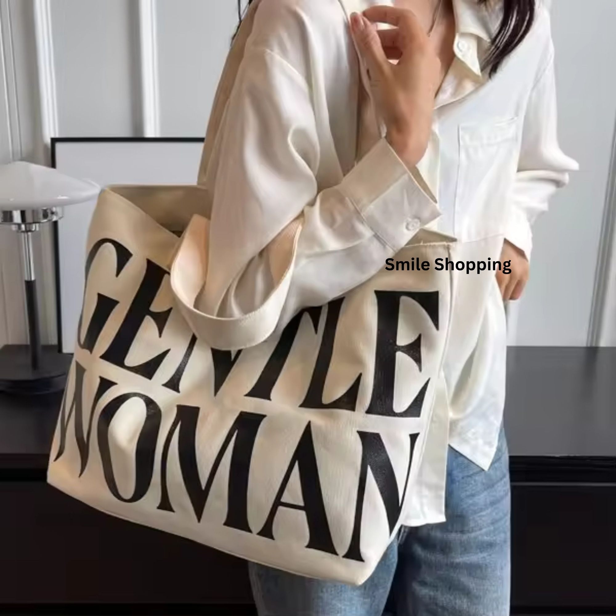 Picture of Fashion Letter Gentle Women Printing Tote Bag Large Capacity Casual Canvas Shoulder Bag For Women (FSB 15)