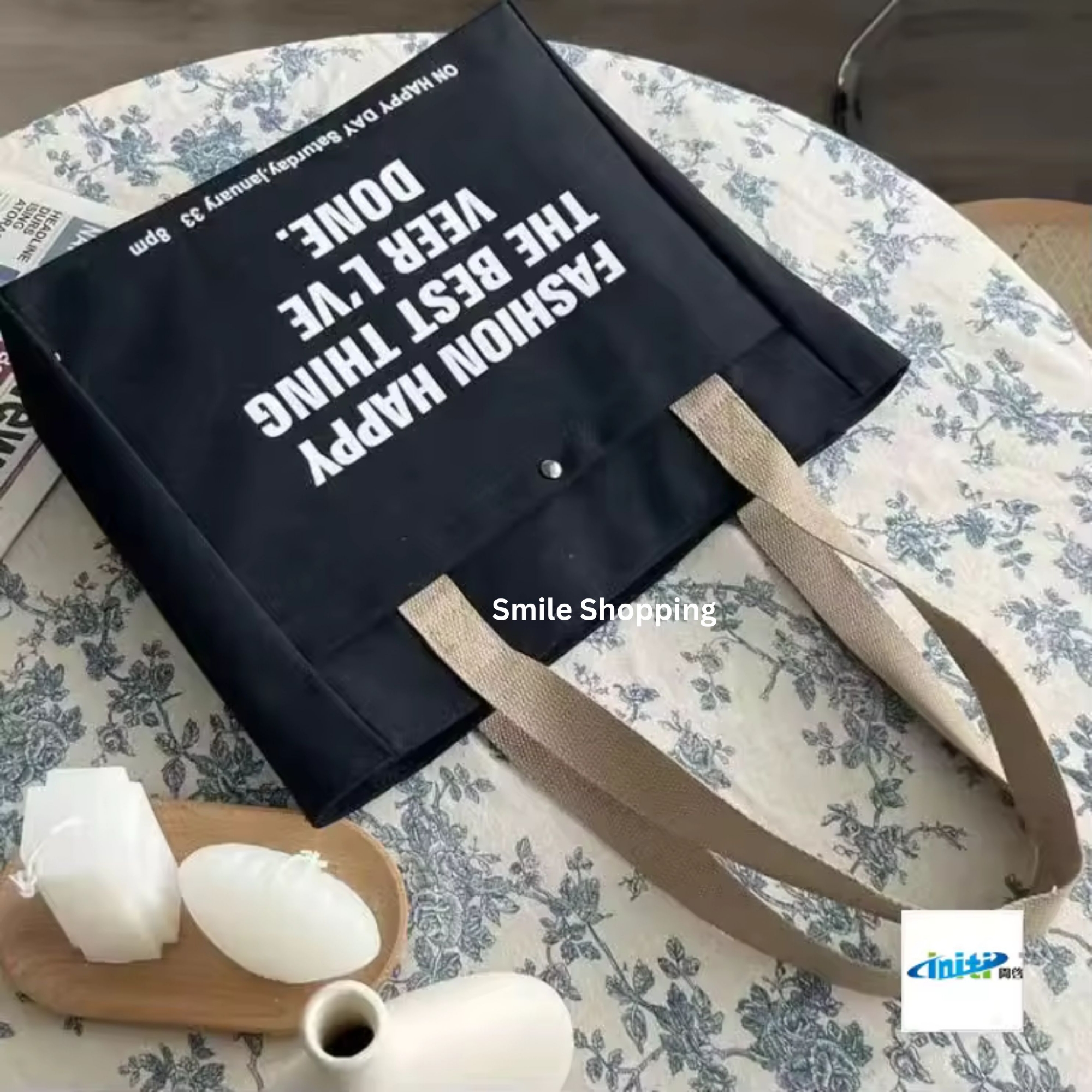 Picture of Fashionable Casual Large Capacity Shoulder Bag Shoppers Canvas Letter Fashion Harajuku Zipper Print Handbag Cheap Woman (FSB 13)