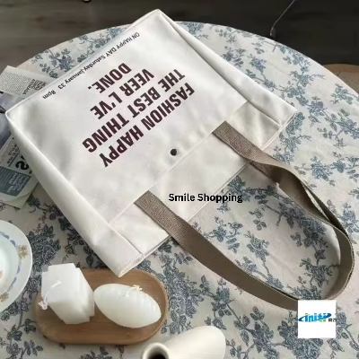 Picture of Fashionable Casual Large Capacity Shoulder Bag Shoppers Canvas Letter Fashion Harajuku Zipper Print Handbag Cheap Woman (FSB 13)