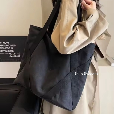 Picture of Canvas Stylist Shoulder Bag Women Tote Bag Aesthetic Plain Canvas Tote Bags Crossbody Tote Bag Fashionable Cotton Shoulder Bag (FSB 14)