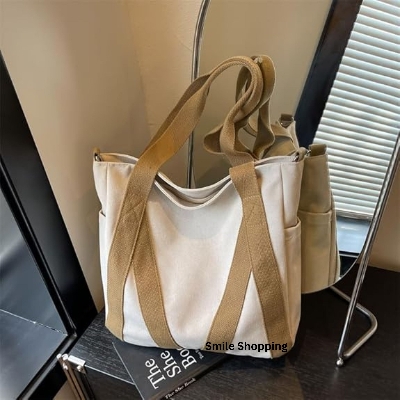 Picture of Canvas Stylist Shoulder Bag Women Tote Bag Aesthetic Plain Canvas Tote Bags Crossbody Tote Bag Fashionable Cotton Shoulder Bag (FSB 14)