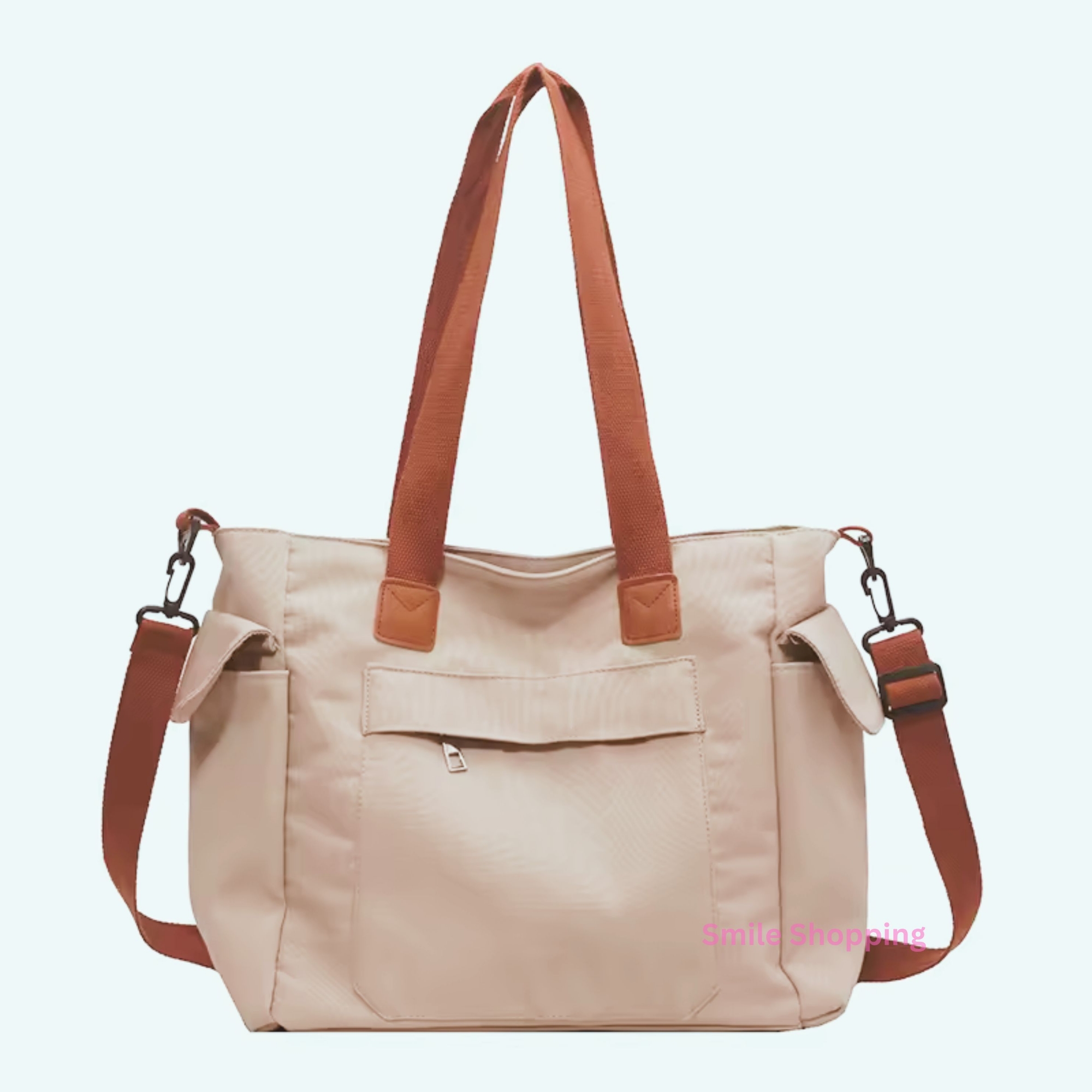 Picture of Canvas Women Shoulder Bag With Long Belt, Women's Canvas Tote Bag with Zipper Crossbody Bag Large Work Bag Black Shoulder Bag Multiple Pockets FSB 11