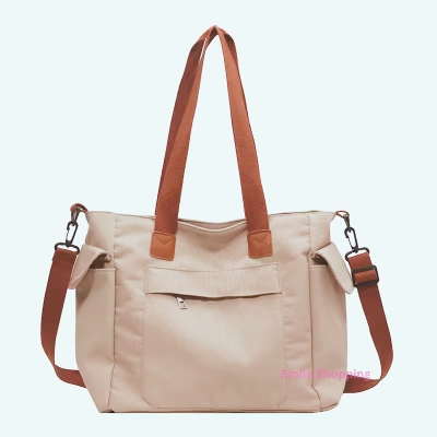 Picture of Canvas Women Shoulder Bag With Long Belt, Women's Canvas Tote Bag with Zipper Crossbody Bag Large Work Bag Black Shoulder Bag Multiple Pockets FSB 11