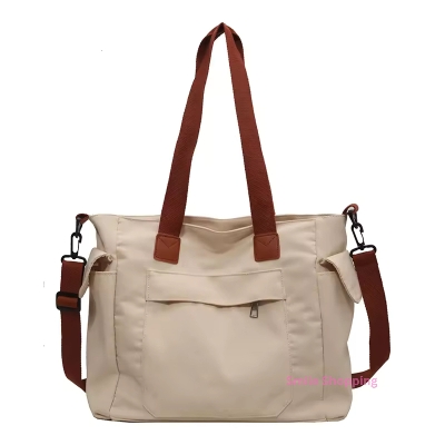 Picture of Canvas Women Shoulder Bag With Long Belt, Women's Canvas Tote Bag with Zipper Crossbody Bag Large Work Bag Black Shoulder Bag Multiple Pockets FSB 11