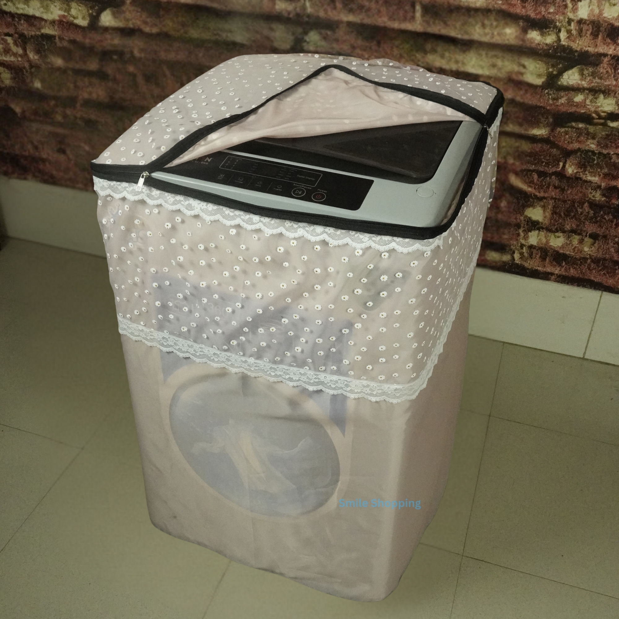 Picture of Beautiful Designed (12-14Kg) Washing Machine Cover, Top Loading Premium lace Washing Machine Cover (WMC-02)