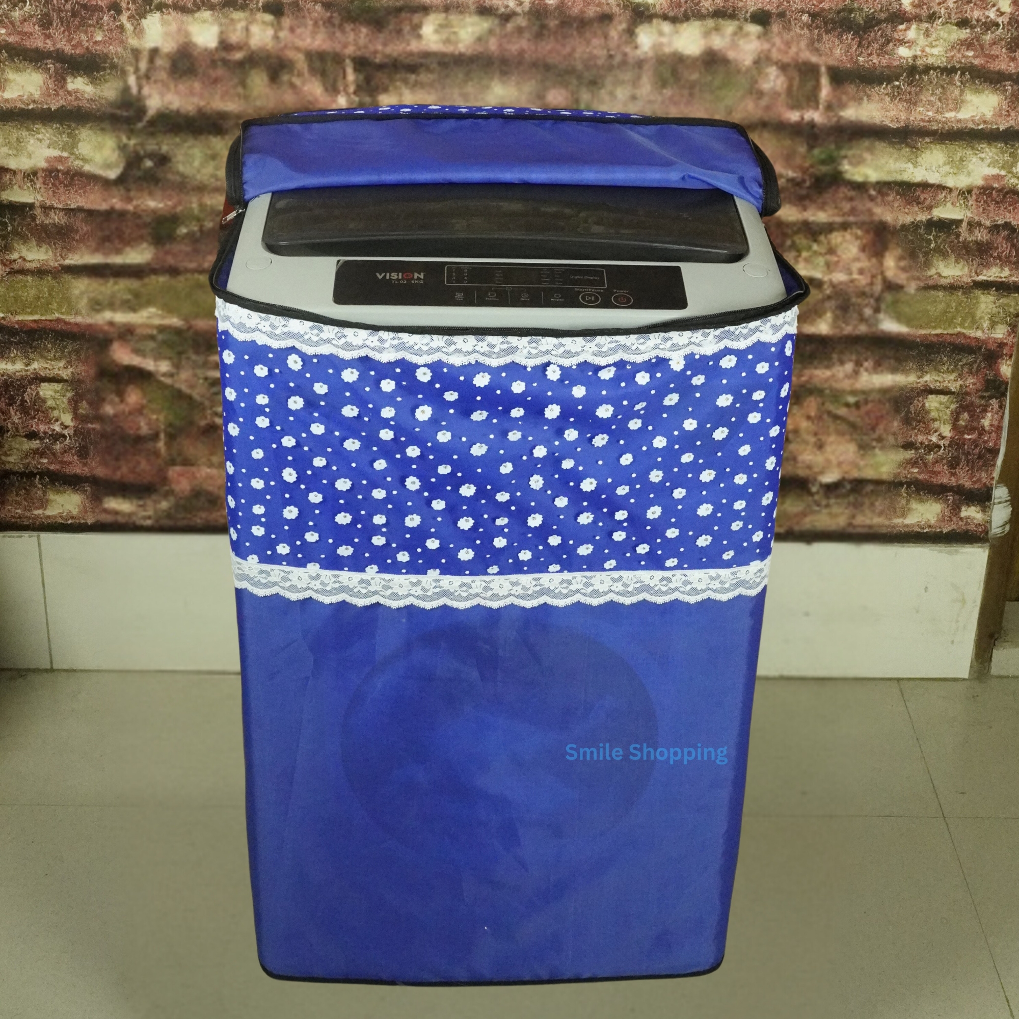 Picture of Beautiful Designed (12-14Kg) Washing Machine Cover, Top Loading Premium lace Washing Machine Cover (WMC-02)