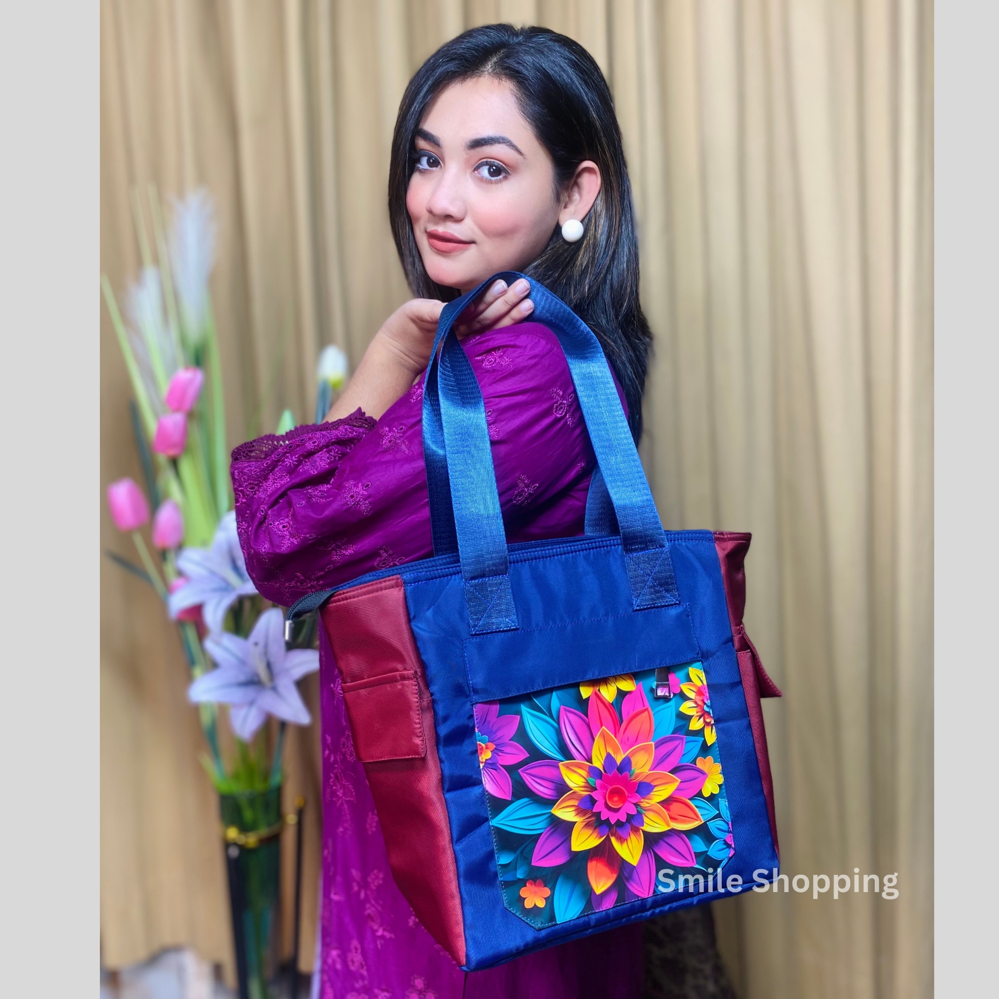 Picture of Printed Premium Quality Ladies Shoulder Bag, Multi Pocket Shoulder Bag For Women FSB P1