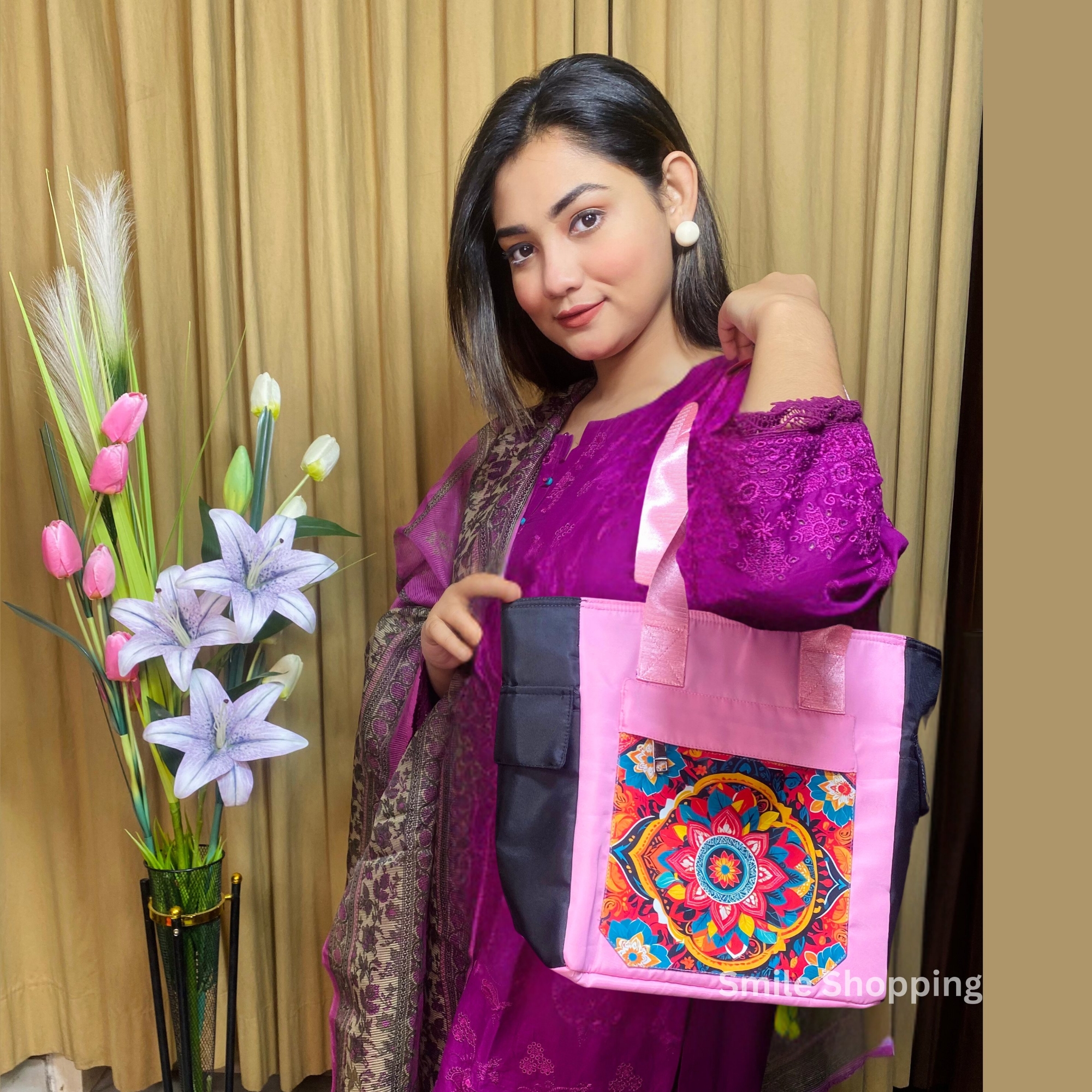 Picture of Printed Premium Quality Ladies Shoulder Bag, Multi Pocket Shoulder Bag For Women FSB P1