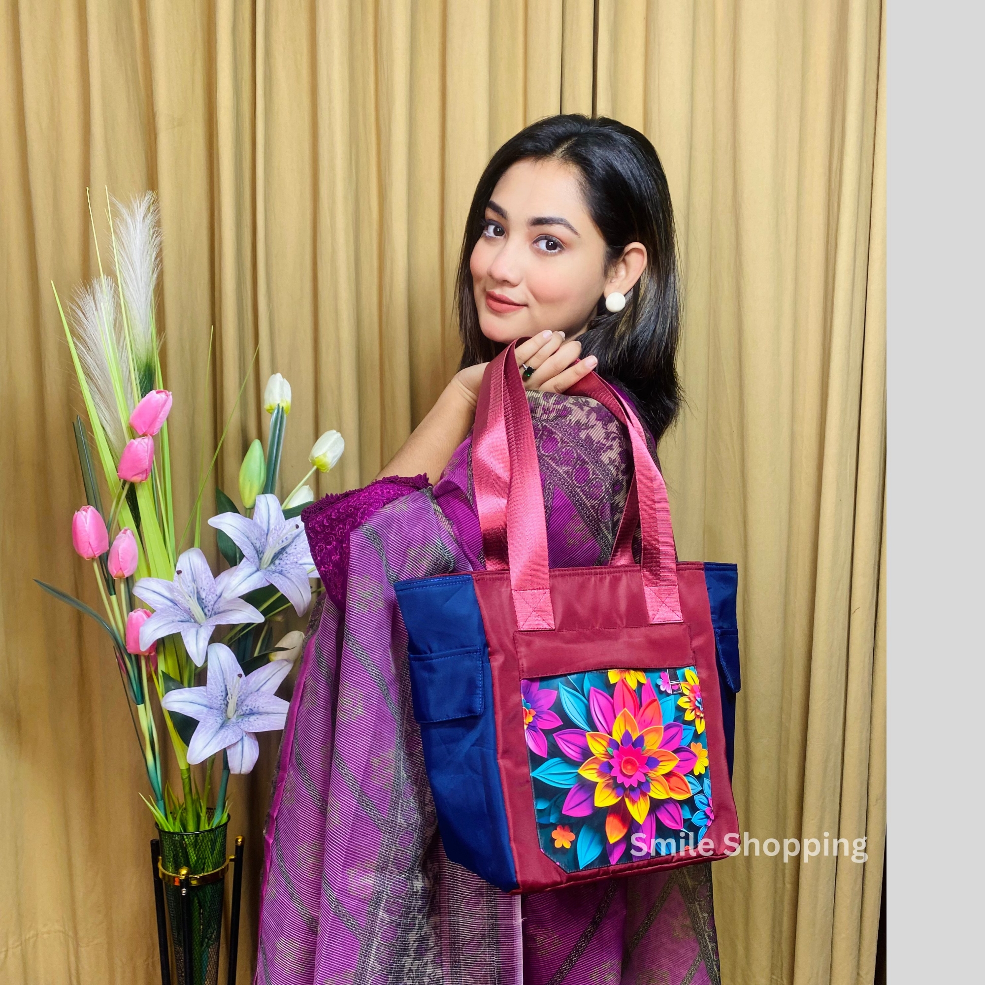 Picture of Printed Premium Quality Ladies Shoulder Bag, Multi Pocket Shoulder Bag For Women FSB P1