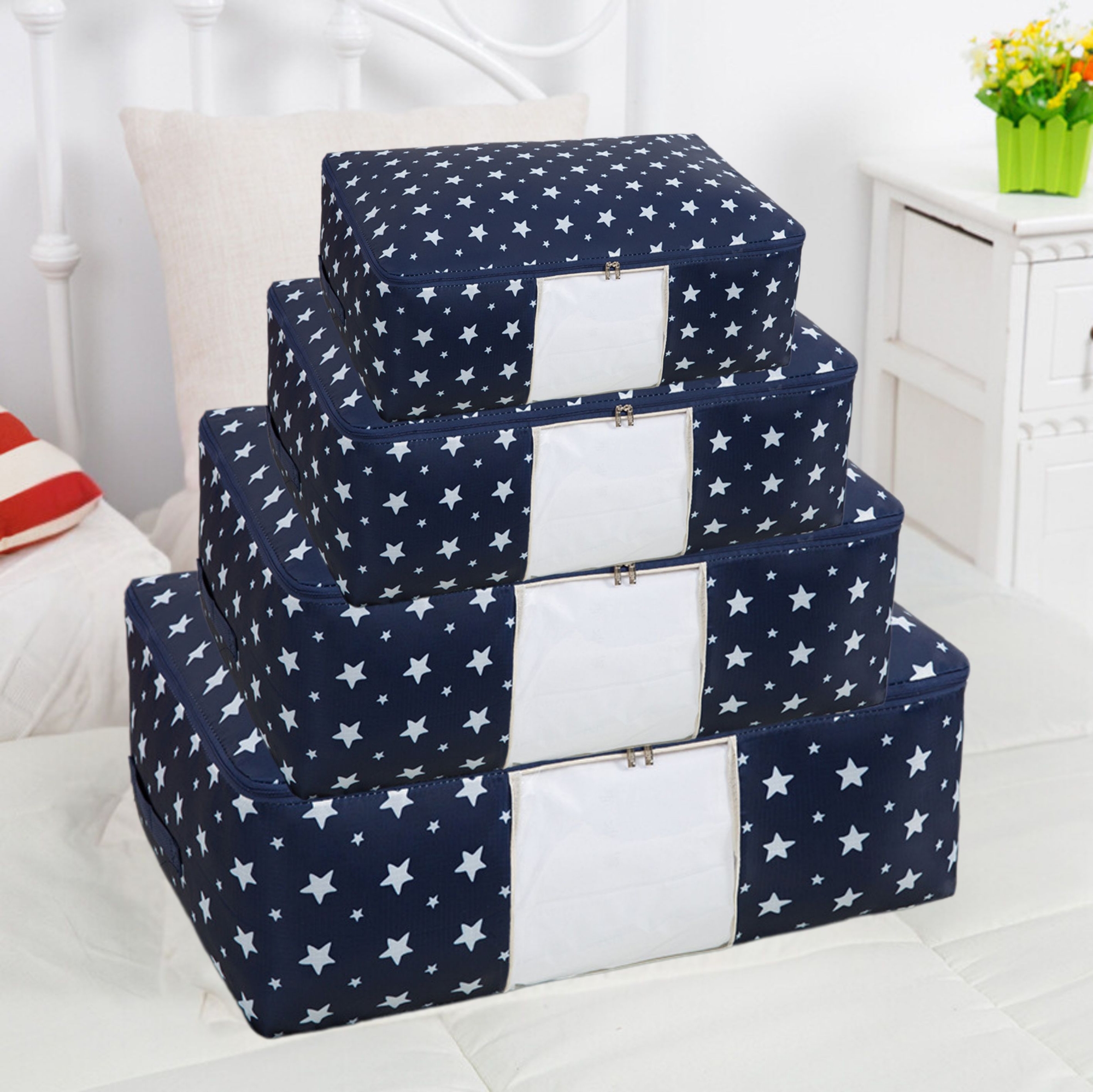 Picture of Star Printed Premium Quality Quilt Storage Bag, Blanket Storage Bag, Cloth ,Pillow Organizer Bag Wardrobe Organizer.(NSPSB-01)