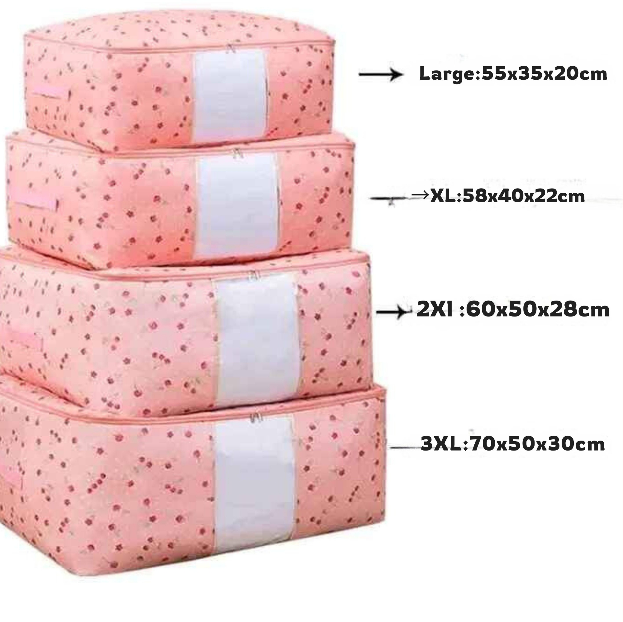 Picture of Pink Printed Premium Quality Quilt Storage Bag, Blanket Storage Bag, Cloth ,Pillow Organizer Bag Wardrobe Organizer (PAPSB-01)
