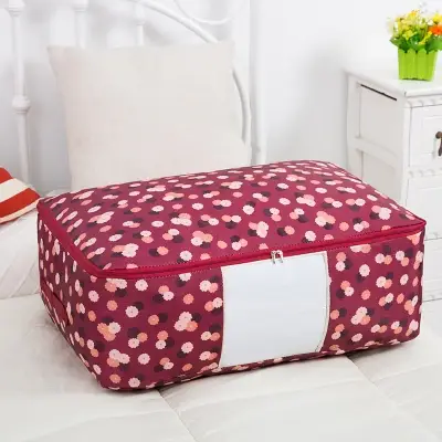 Picture of Maroon Printed Premium Quality Quilt Storage Bag, Blanket Storage Bag, Cloth ,Pillow Organizer Bag Wardrobe Organizer.(MPSB-01)