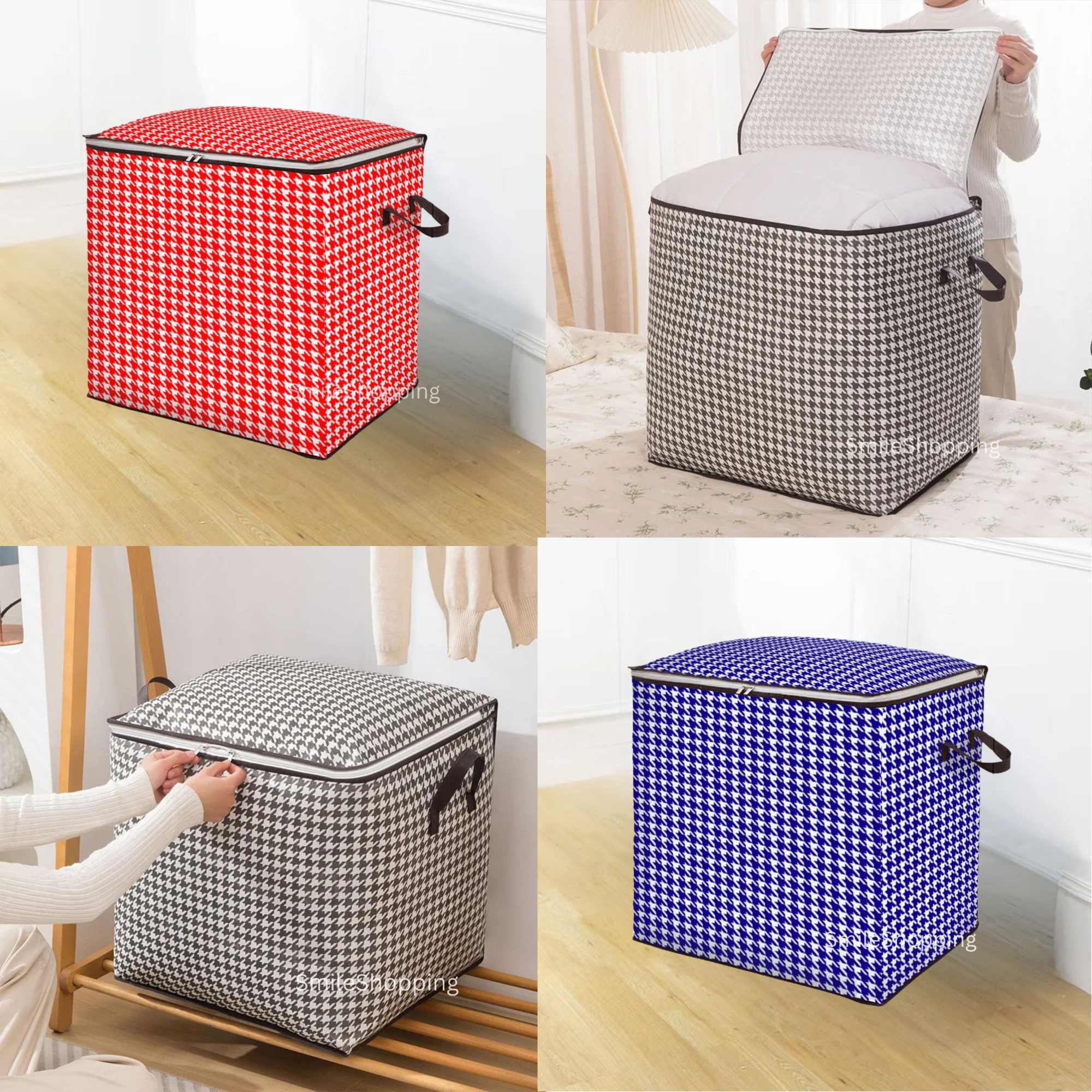 Picture of Square Shape  Large Capacity Winter Cloth Blanket Storage Organizer Printed Premium Quality Quilt Storage Bag  NWPSB -sq