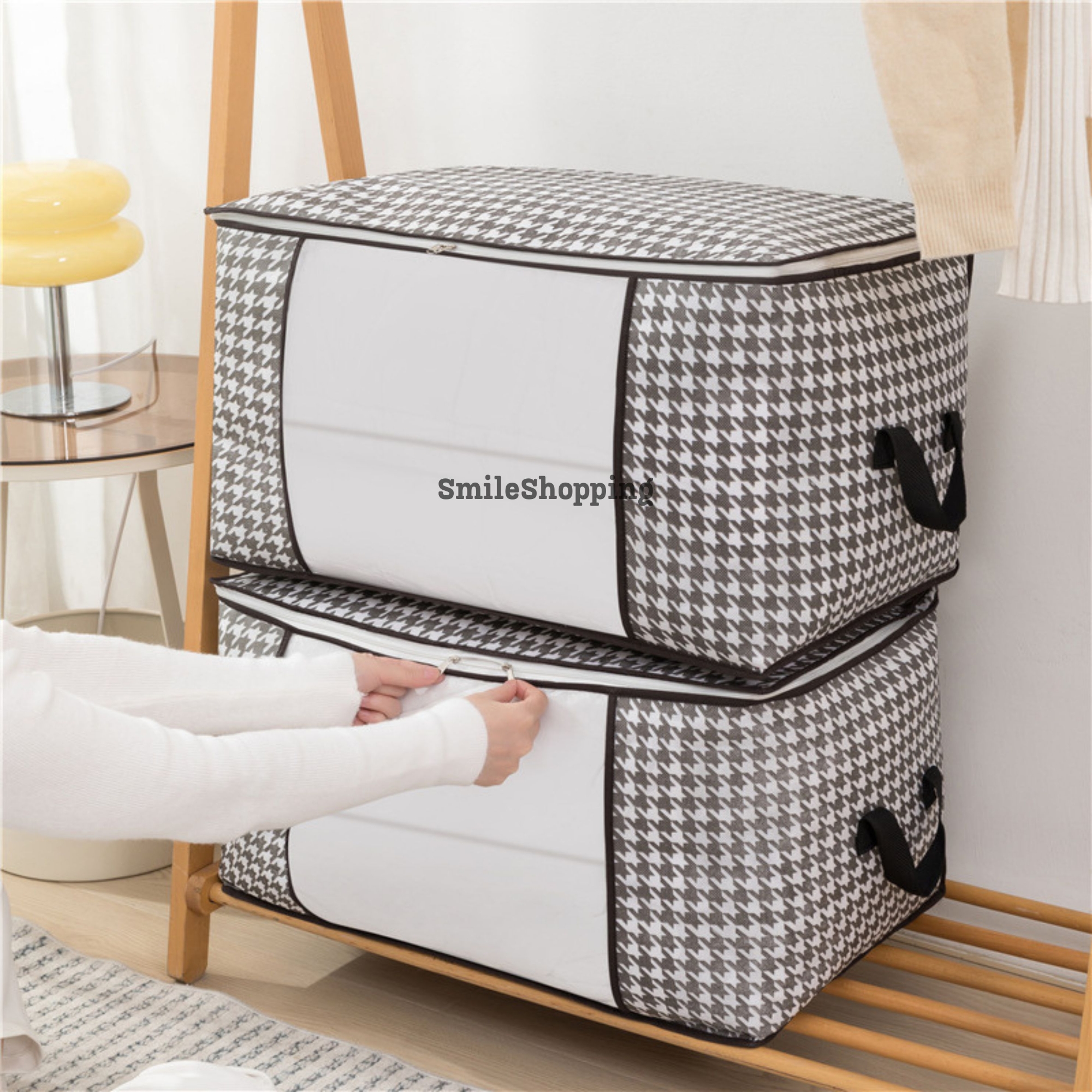 Picture of Horizontal Printed Premium Quality Quilt Storage Bag Large Capacity Winter Cloth Blanket Storage Organizer NWPSB -H