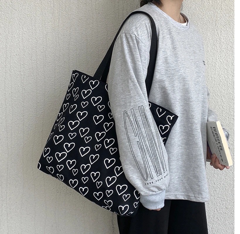 Picture of Printed Premium Quality Canvas Tote Bag, Love Printed Tote Bag With Zipper CP-05