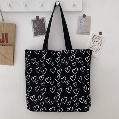 Picture of Printed Premium Quality Canvas Tote Bag, Love Printed Tote Bag With Zipper CP-05