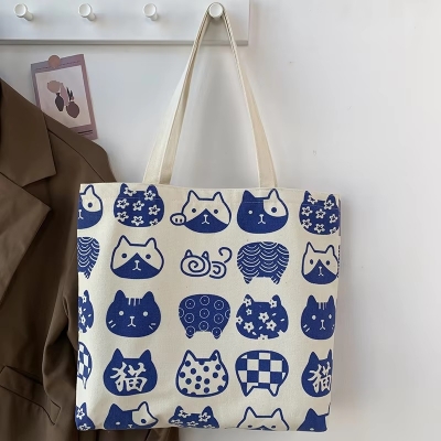 Picture of Printed Premium Quality Canvas Tote Bag, Cartoon Printed Tote Bag With Zipper CP-04