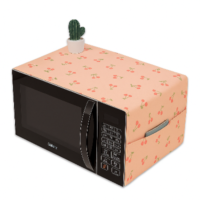 Picture of Microwave Oven Cover – Cherry & Strawberry Print | Dustproof, Washable, with Full-Width Side Pocket | Fits Standard Countertop Models | Cute & Functional Kitchen Accessory (OC-N2)