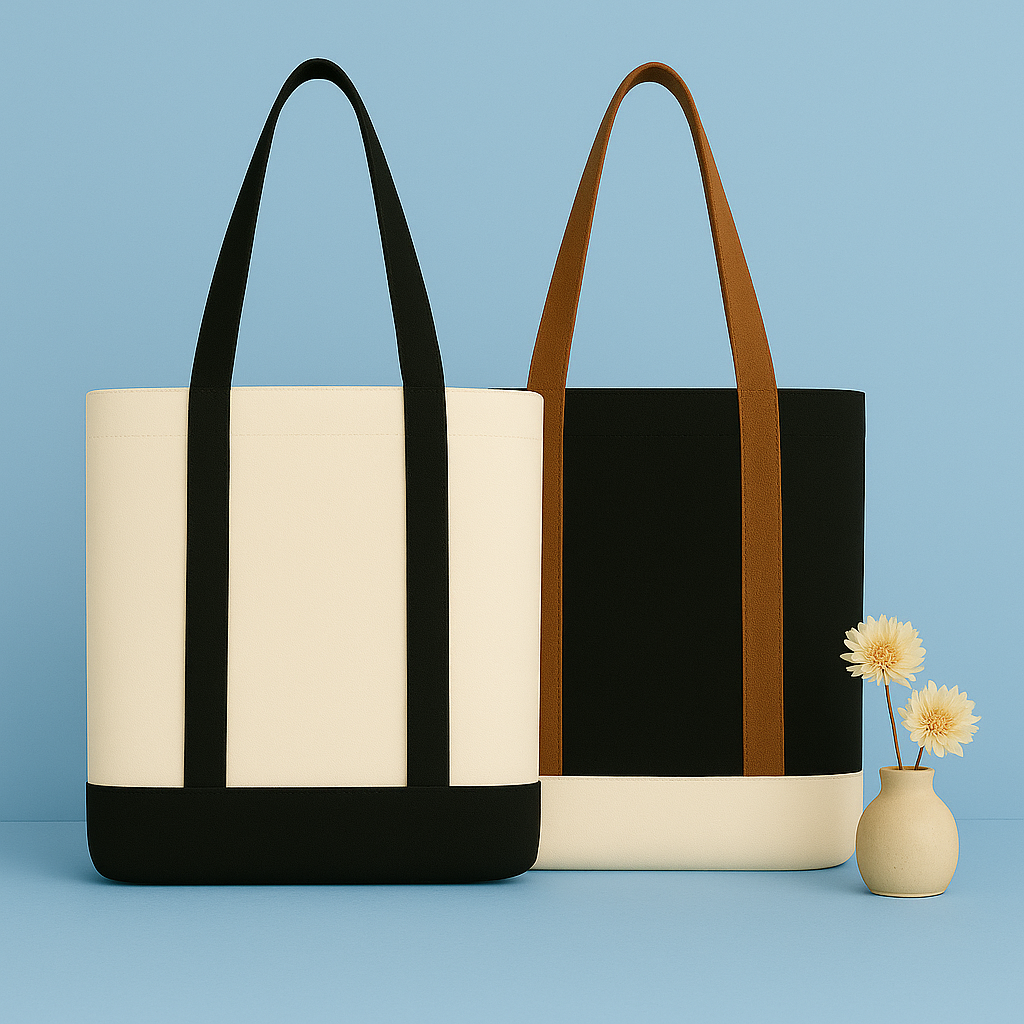 Picture of Contrast Cotton Canvas Shoulder Bag – Stylish & Durable. Fashionable Canvas Tote bag for girls.