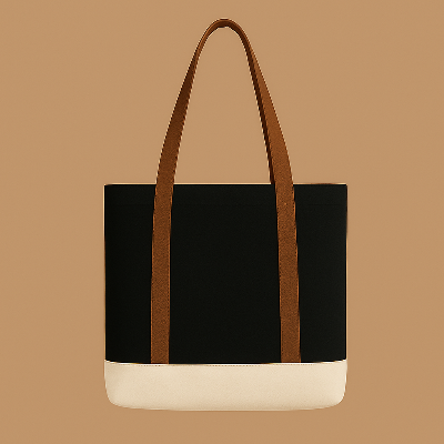 Picture of Contrast Cotton Canvas Shoulder Bag – Stylish & Durable. Fashionable Canvas Tote bag for girls.