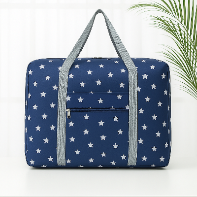 Picture of Foldable Travel Duffel Bag – Lightweight, Waterproof, Spacious | With Front Zipper Pocket & Durable Handles | Available in Cute Cherry & Star Prints – Ideal for Travel, Gym, Shopping(PFTB 01)