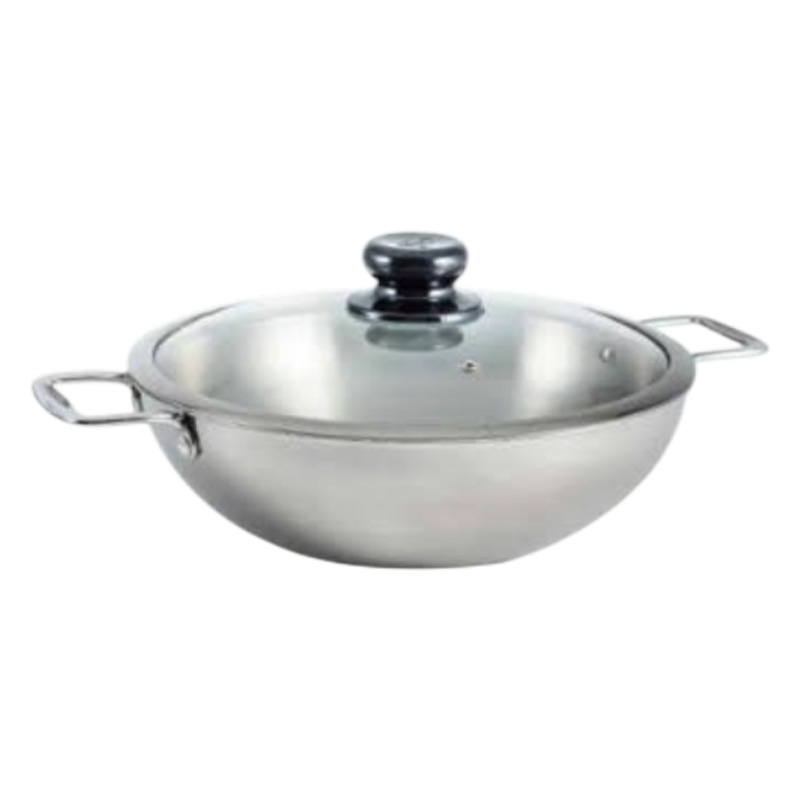 Picture of SKB 3 Layer Wok with Glass Lid, SuS304 Food Grade made by Stainless steel material 24 CM