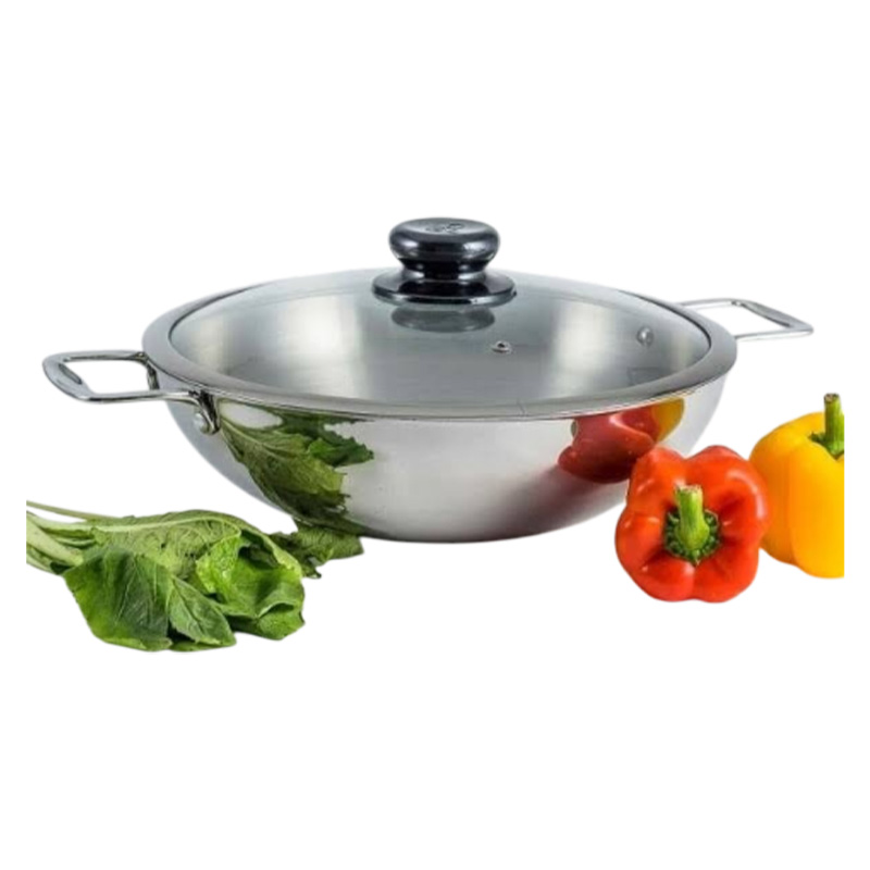 Picture of SKB 3 Layer Wok with Glass Lid, SuS304 Food Grade made by Stainless steel material 24 CM