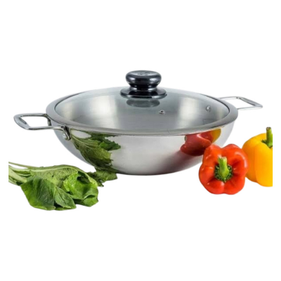 Picture of SKB 3 Layer Wok with Glass Lid, SuS304 Food Grade made by Stainless steel material 24 CM