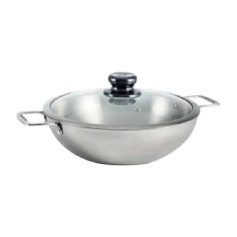 Picture of SKB 3 Layer Wok with Glass Lid, SuS304 Food Grade made by Stainless steel material 28 CM
