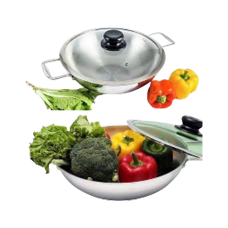 Picture of SKB 3 Layer Wok with Glass Lid, SuS304 Food Grade made by Stainless steel material 28 CM