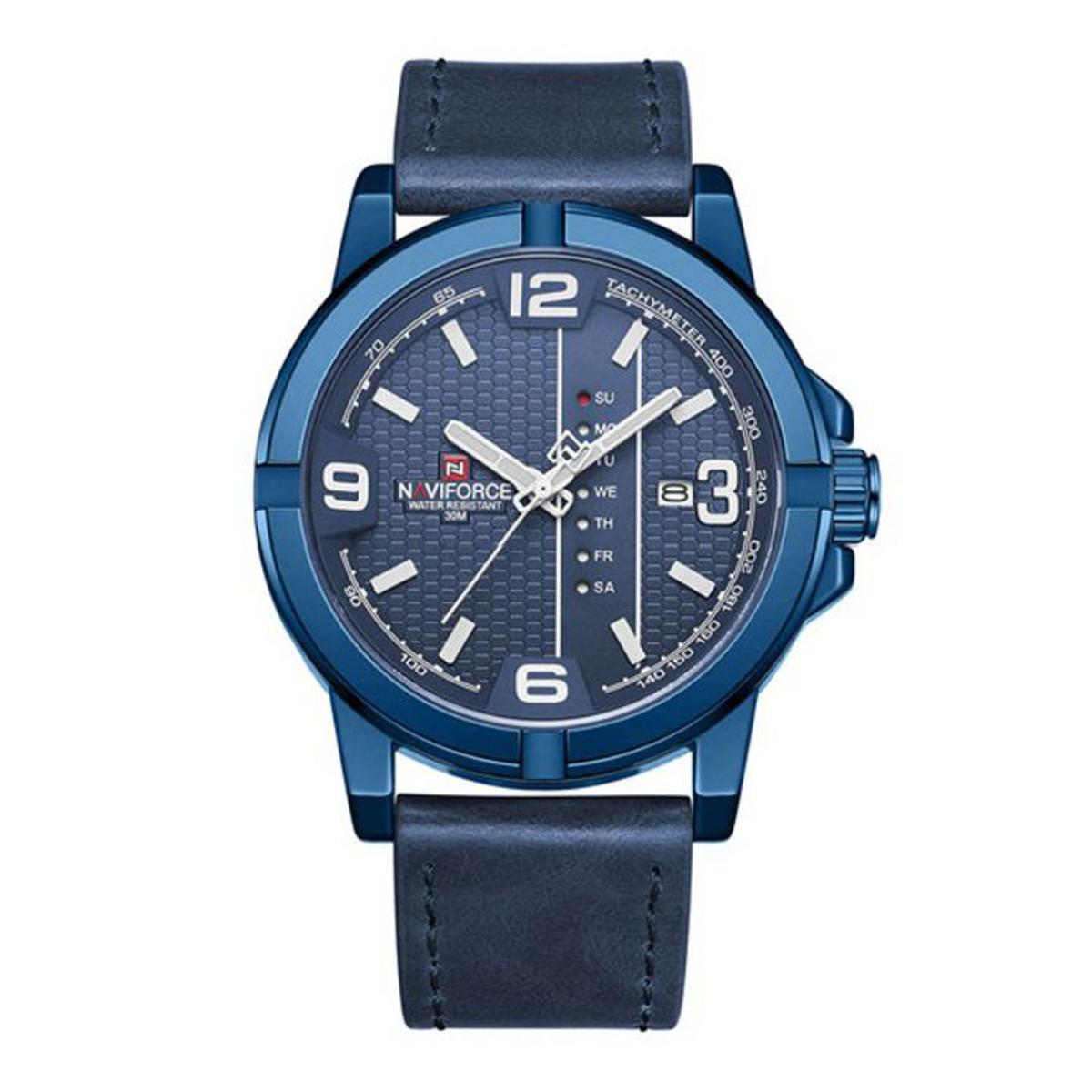 Picture of NAVIFORCE NF9177 Navy Blue PU Leather Analog Watch for Men
