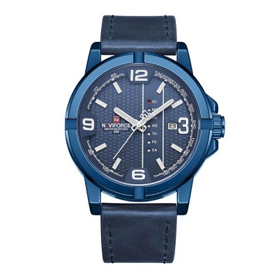 Picture of NAVIFORCE NF9177 Navy Blue PU Leather Analog Watch for Men