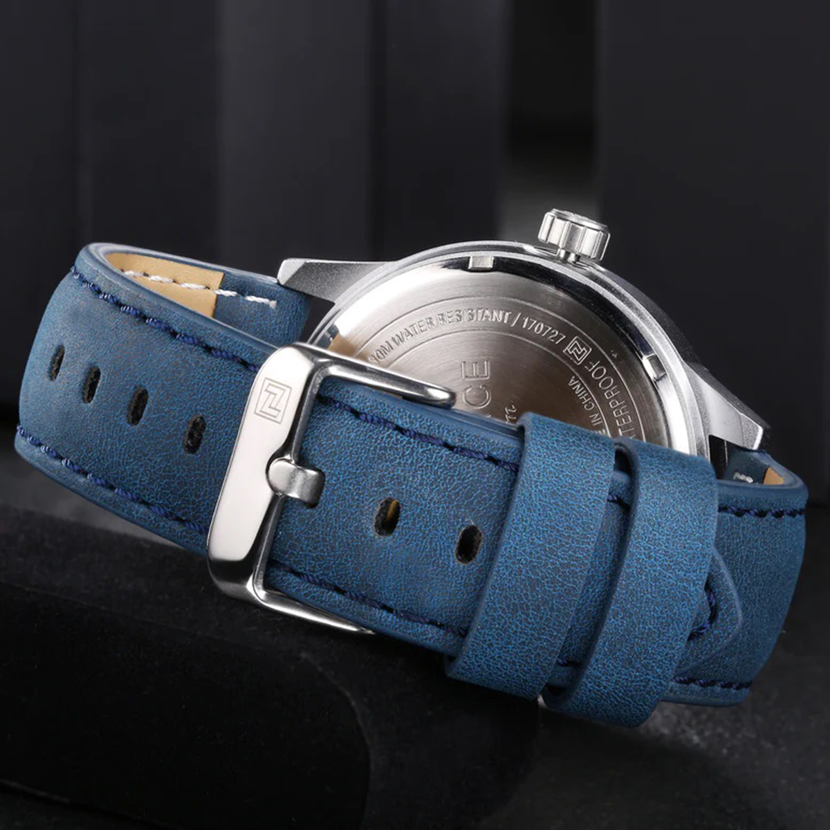 Picture of NAVIFORCE NF9126 - Blue Leather Analog Watch for Men - Blue & Silver