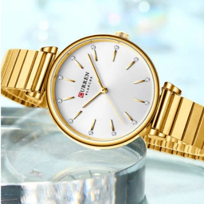 Picture of মহিলাদের জন্য curren 9081 স্টেইনলেস স্টিলের অ্যানালগ ঘড়ি-সোনালী রঙের