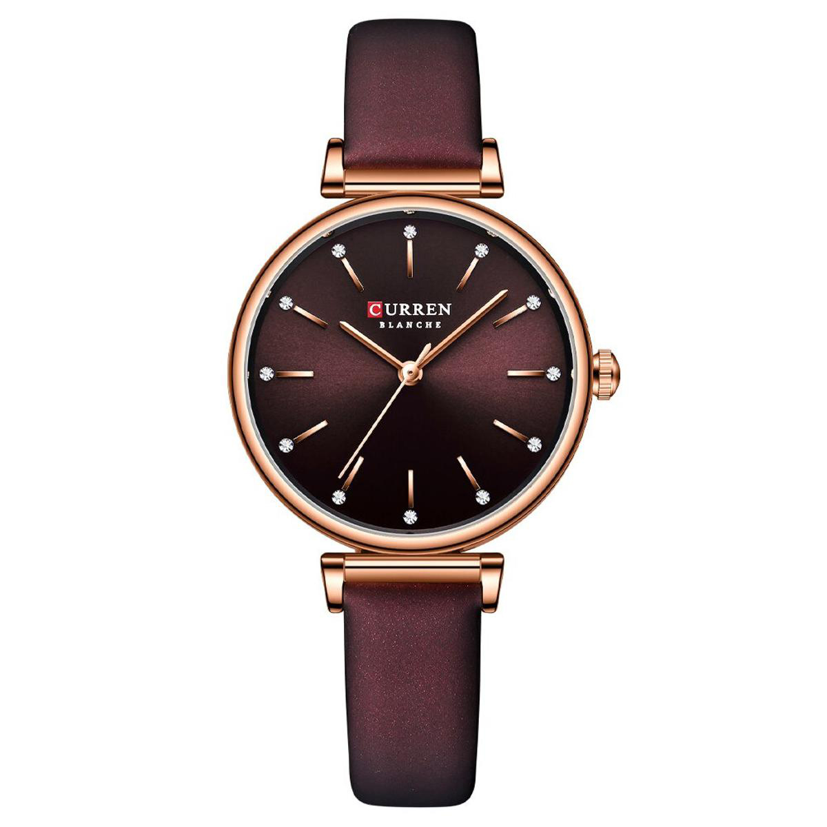 Picture of Curren 9081 Pu Leather Analog Watch For Women - Coffee