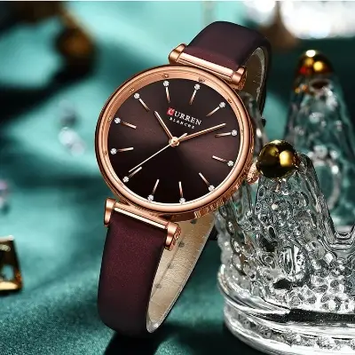 Picture of Curren 9081 Pu Leather Analog Watch For Women - Coffee