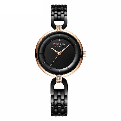 Picture of Curren 9052 Luxurious Brand Fashion Stainless Steel Wrist Watch for Women - Black