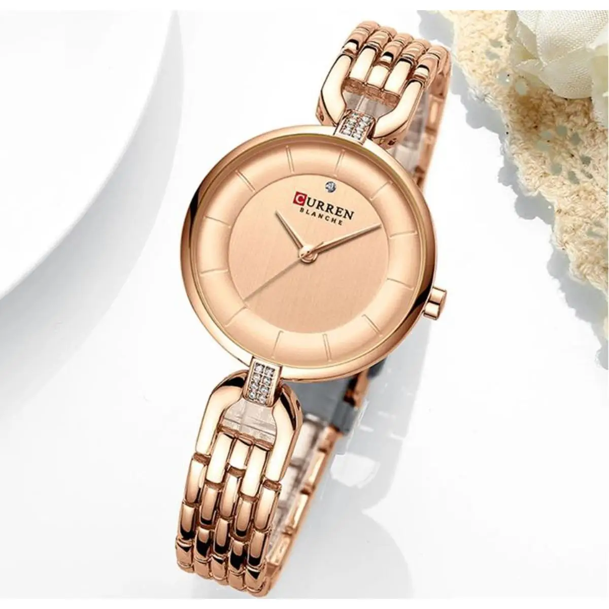 Picture of Curren 9052 Luxury Brand Fashion Stainless Steel Wrist Watch For Women- Rose Gold