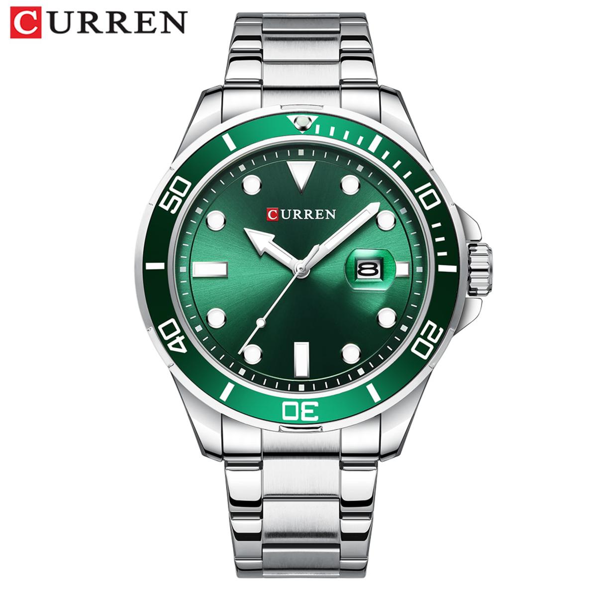 Picture of CURREN 8388 NEW Fashion Business Watches for Man Quartz Stainless Steel Wristwatch Simple Male Clock -SILVER GREEN