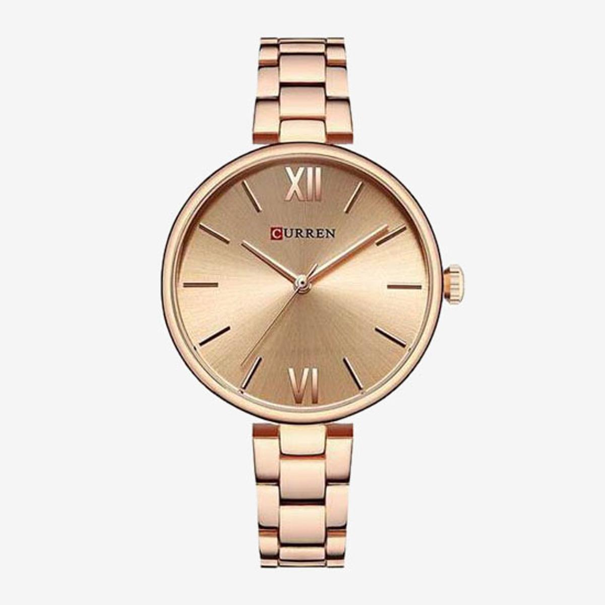 Picture of মহিলাদের জন্য curren 9017 রোজ গোল্ড স্টেইনলেস স্টিল অ্যানালগ ঘড়ি-রোজ গোল্ড রঙের