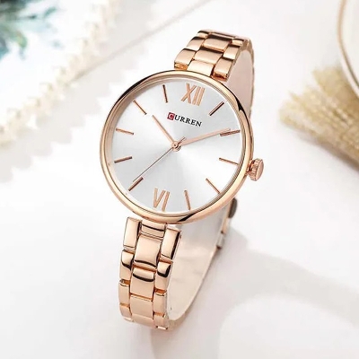 Picture of Curren 9017 Rose Gold Stainless Steel Analog Wrist Watch for Women