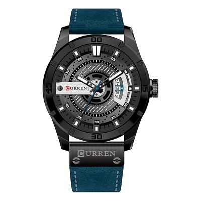 Picture of CURREN 8301 Brand Luxury Mens Military Sports Watches Men Wrist Quartz Watch Men Casual Leather Wrist Watch-Black & Blue